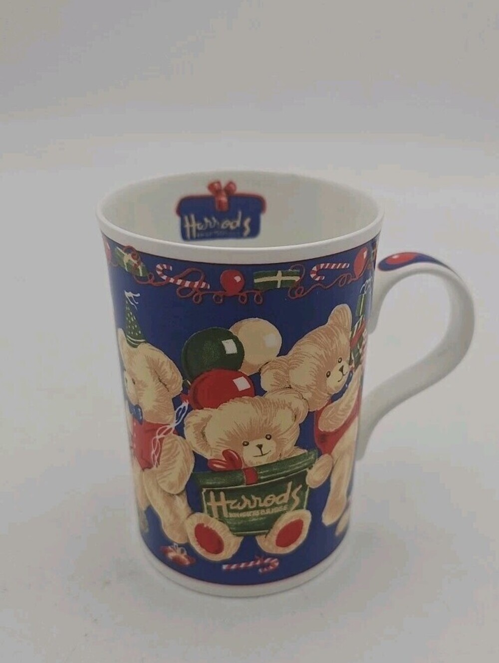 Harrods Knightsbridge Christmas Teddy Bear Coffee Mug Cup London Collectible